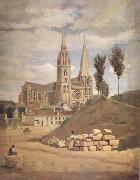 Jean Baptiste Camille  Corot La cathedrale de Chartres (mk11) oil painting artist
